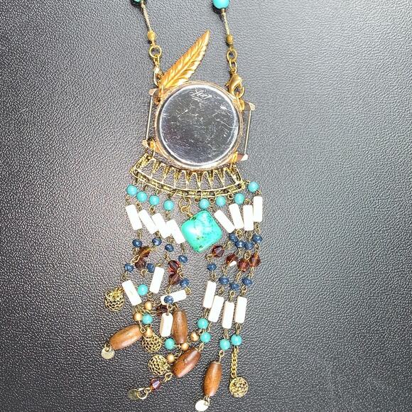 Handcrafted Necklace Path of the Spirit Walker – Turquoise & Tiger’s Eye 30" - Picture 8 of 9
